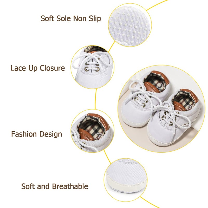 ohsofy Morbido Infant Baby Boys Girls Canvas Sneaker Toddler Slip On Anti Skid Newborn First Walkers Candy Shoes for 0-18 Months White - Image 3